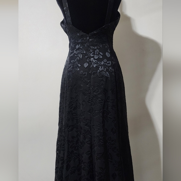 Vintage 90s rhapsody black floral long classy dress - Picture 5 of 12